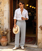 Conte | Pantaloni Lino Gamba Larga