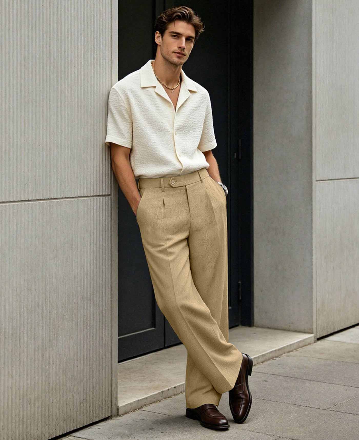 Conte | Pantaloni Lino Gamba Larga